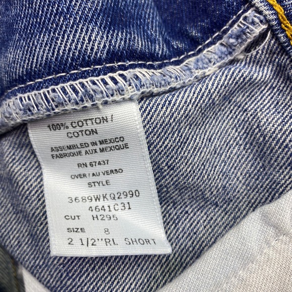 Polo Jeans Co Denim 2 1/2 RL Shorts High Waist Frayed Hem Size 8 Fits 26" - Picture 6 of 8